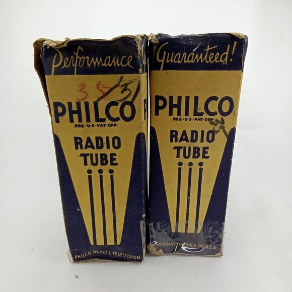 Antique Radio Tube & Original Box Set Of 2 Philco Model 35/51 NOS NIB 1930s - Picture 15 of 16